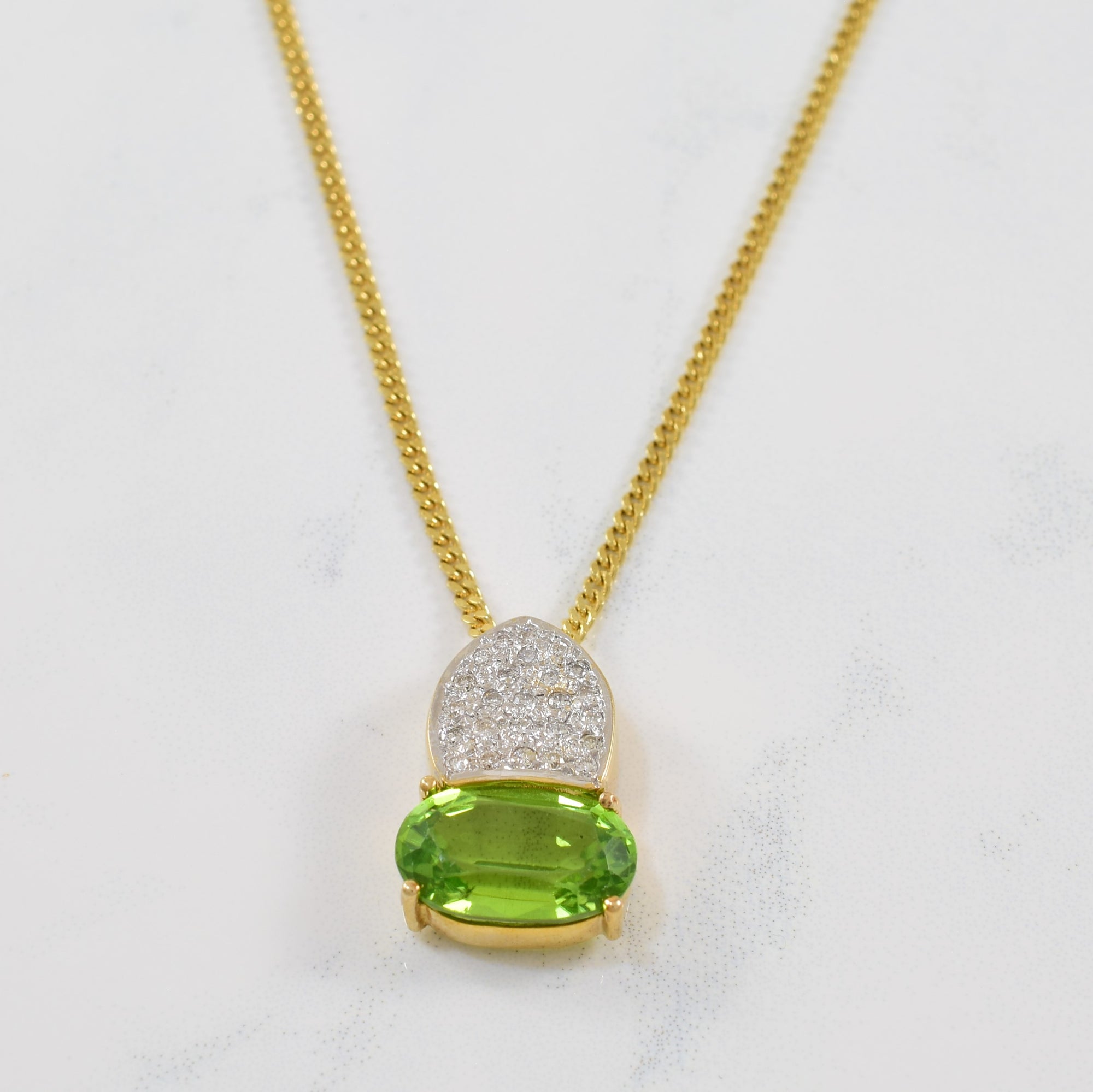 Peridot & Diamond Necklace | 0.20ctw, 4.25ct | 17