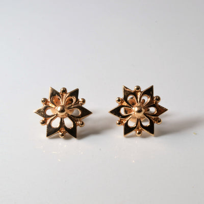 Floral Design Gold Stud Earrings