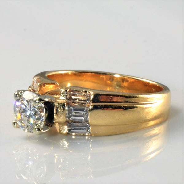 Baguette Side Stone Diamond Engagement Ring | 0.97ctw | SZ 6 |