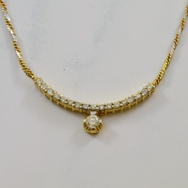 Diamond Curved Bar Necklace | 0.47ctw | 18.5