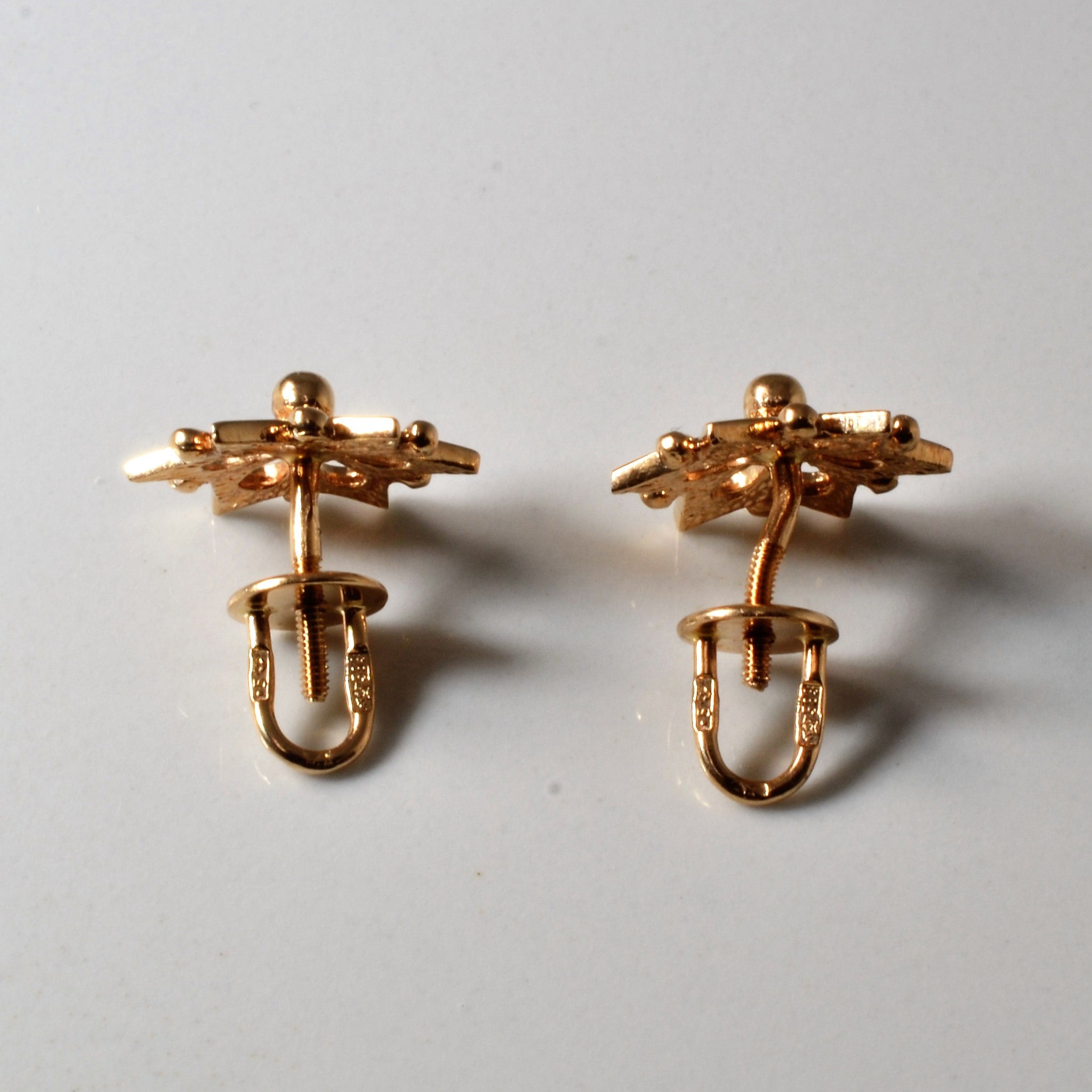 Floral Design Gold Stud Earrings