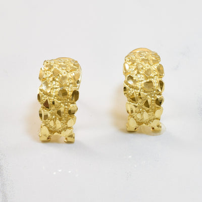 Nugget Textured Gold Earrings |