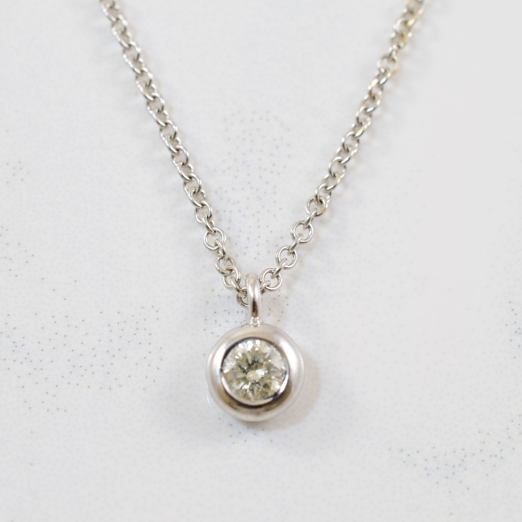 Classic Bezel Set Solitaire Diamond Necklace | 0.12ct | 16