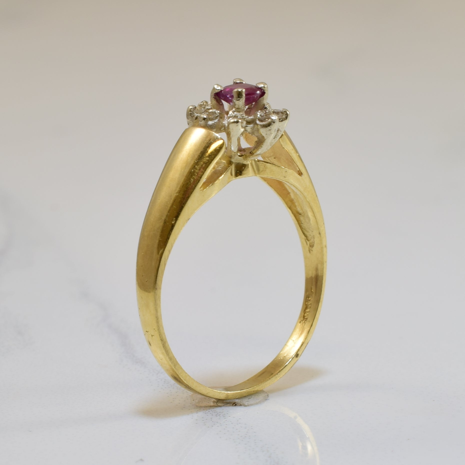Oval Ruby & Diamond Halo Ring | 0.20ct, 0.05ctw | SZ 6 |