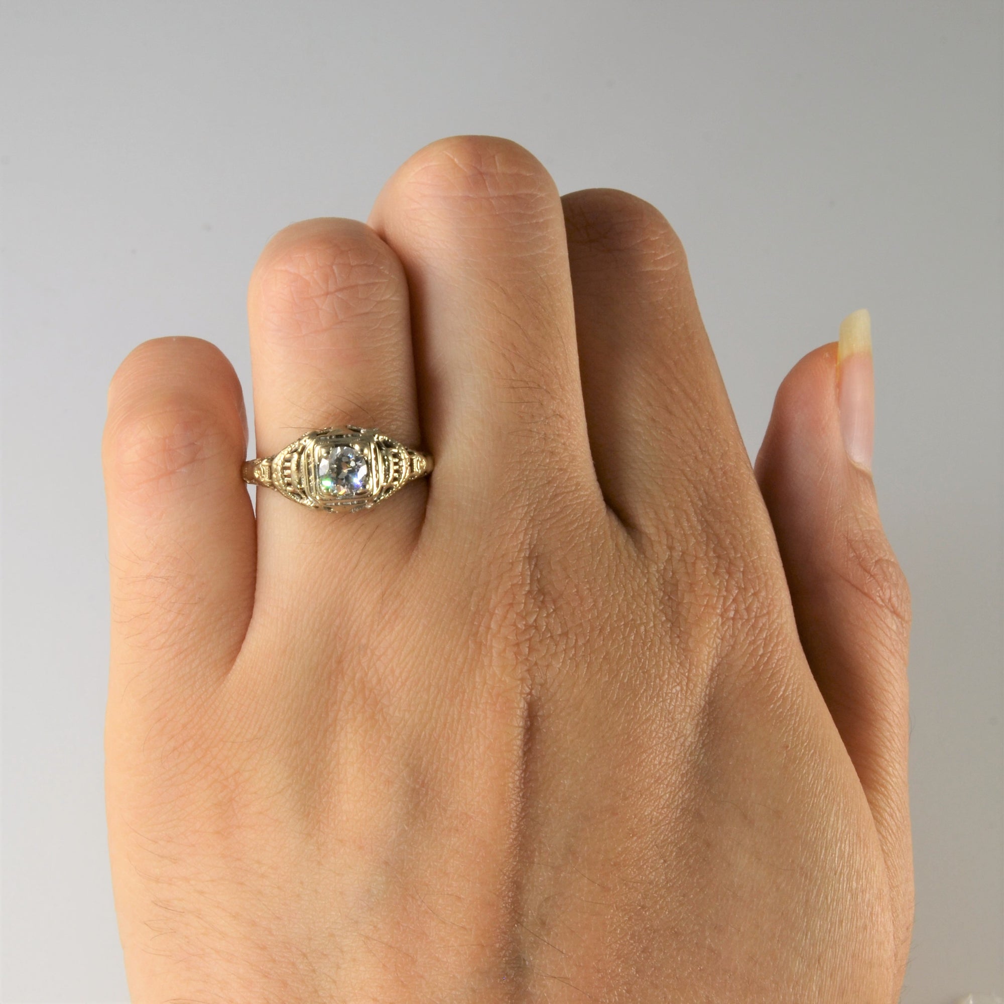 Ornate Mid Century Diamond Ring | 0.34ct | SZ 5.75 |