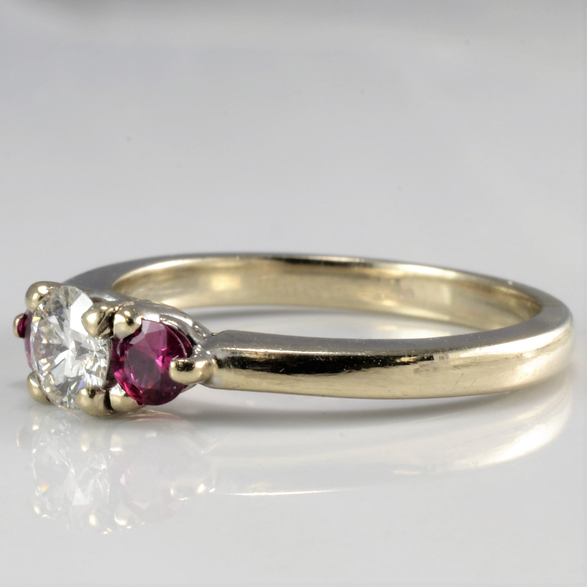 Three Stone Diamond & Ruby Ring | 0.33 ct, SZ 5.75 |