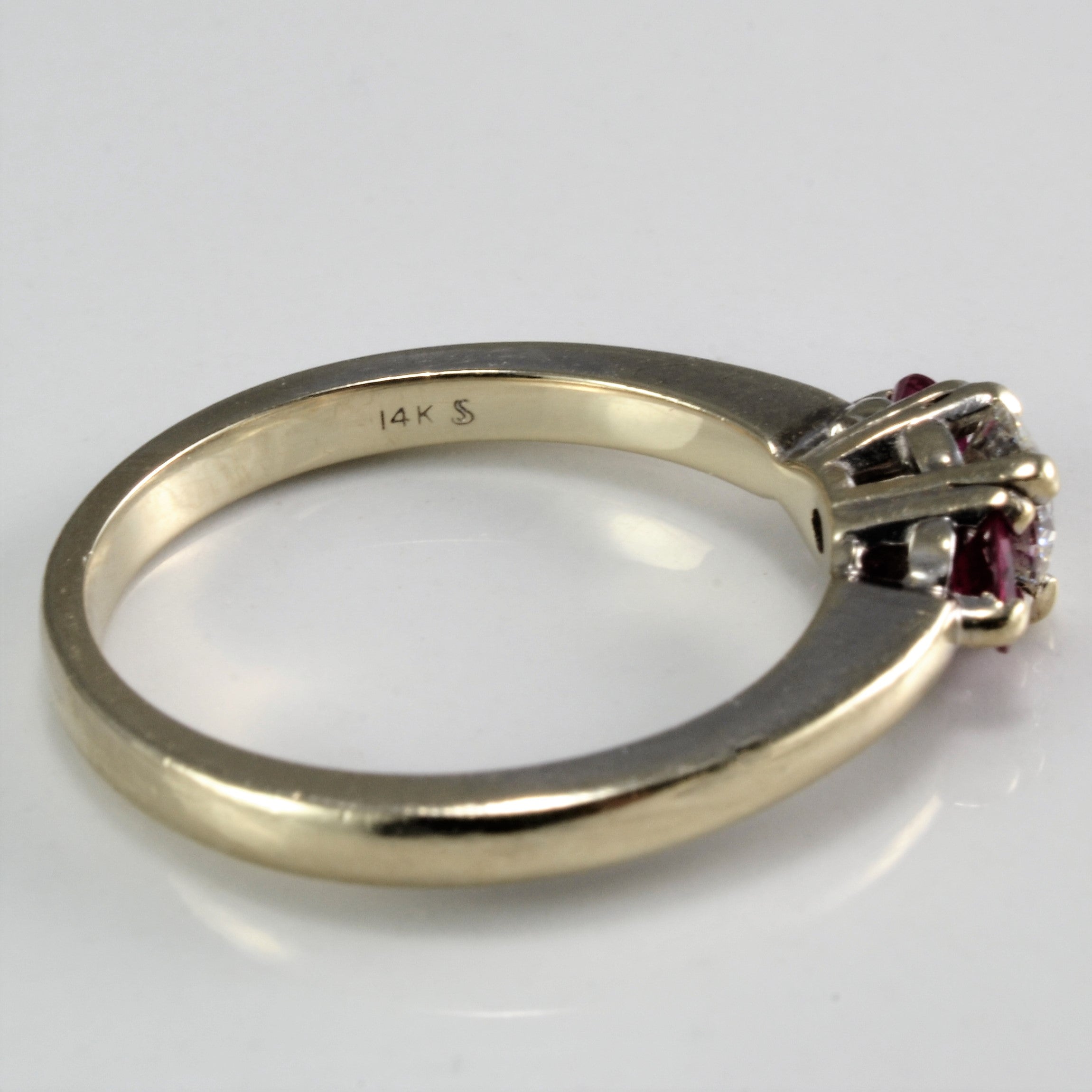 Three Stone Diamond & Ruby Ring | 0.33 ct, SZ 5.75 |