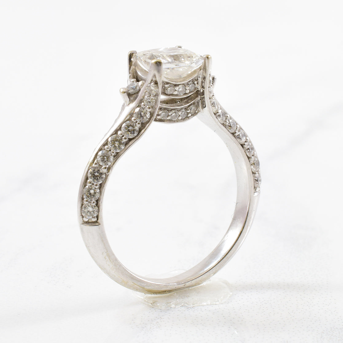 Split Shank Princess Solitaire Engagement Ring | 1.29ctw | I1, F | SZ 4.5