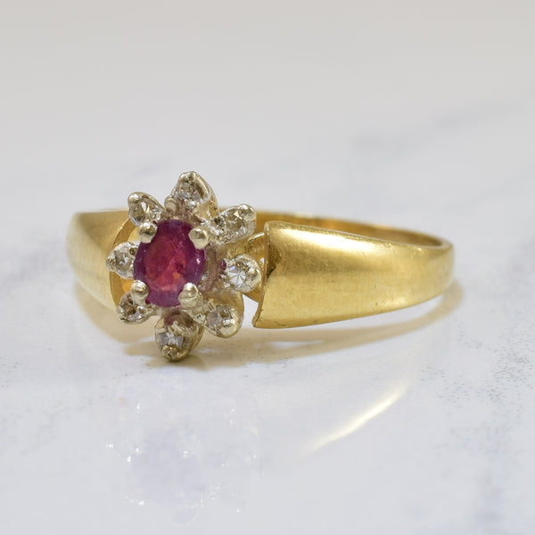 Oval Ruby & Diamond Halo Ring | 0.20ct, 0.05ctw | SZ 6 |