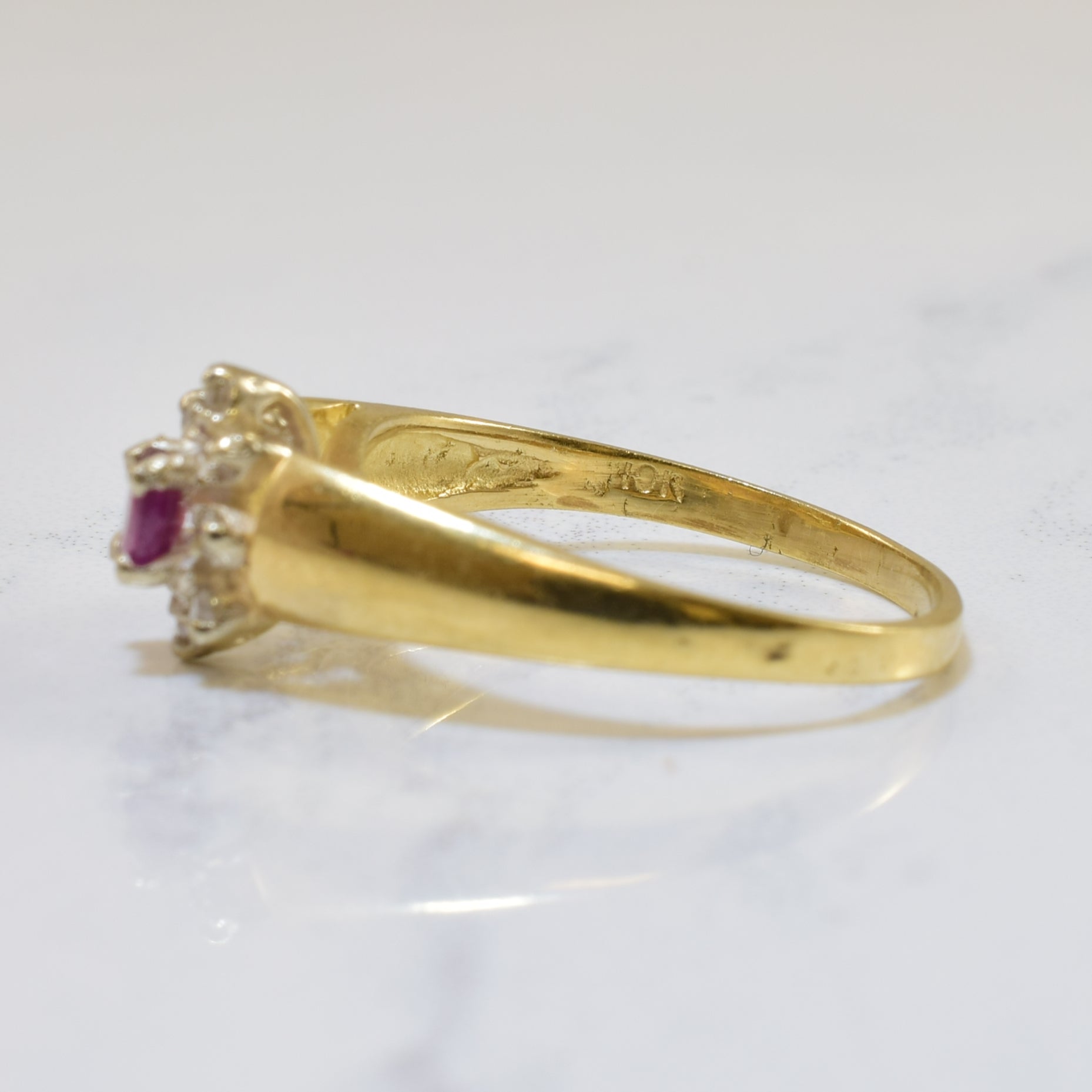 Oval Ruby & Diamond Halo Ring | 0.20ct, 0.05ctw | SZ 6 |