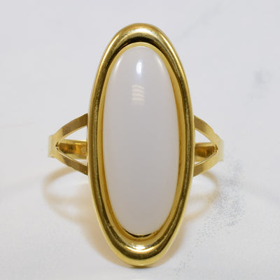 White Chalcedony Cabochon Ring | 4.00ct | SZ 8.5 |