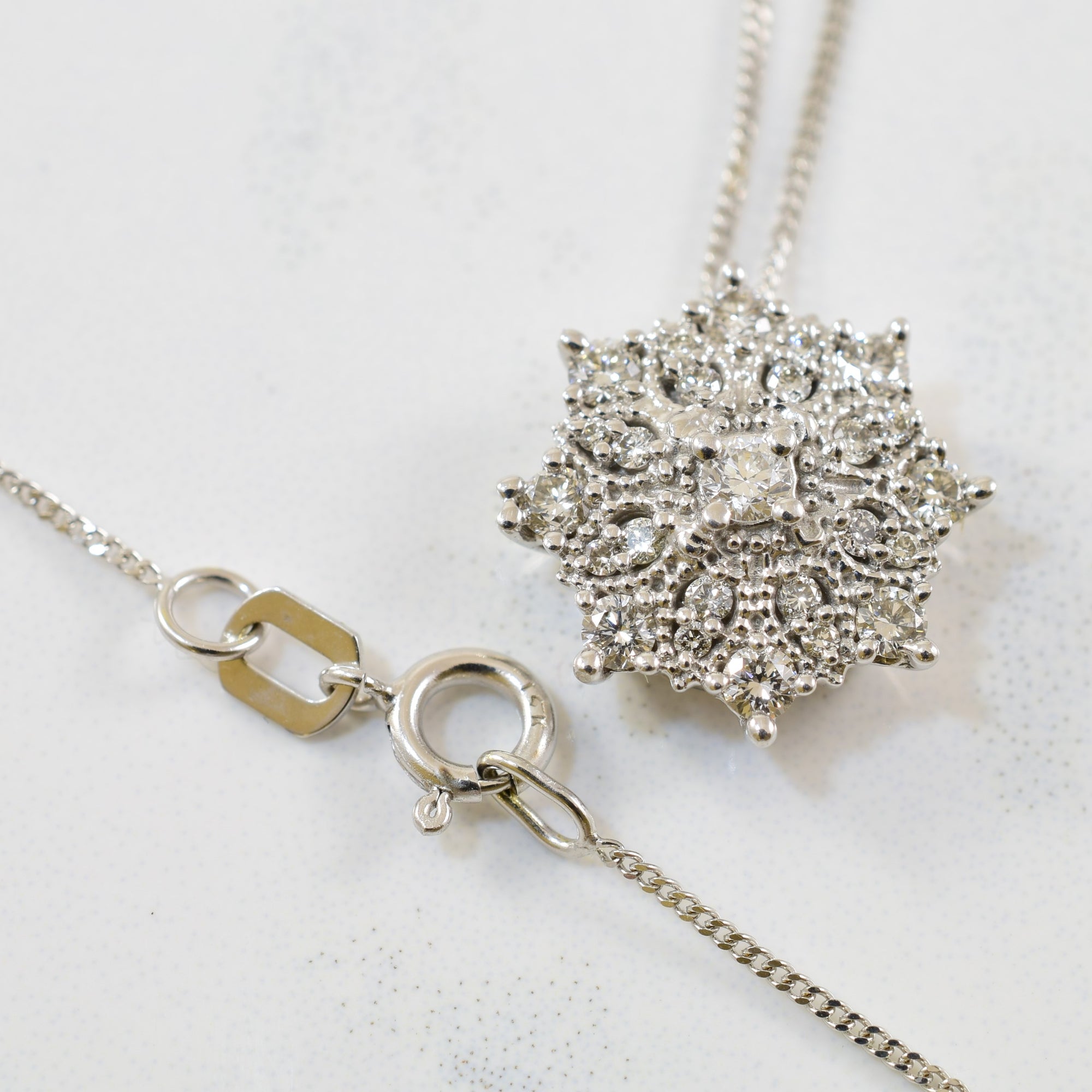 Snowflake Diamond Cluster Necklace | 0.28ctw | 18