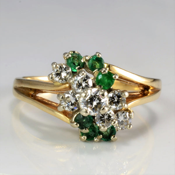 High Set Cluster Diamond & Emerald Ring | 0.58 ctw, SZ 10.5 |