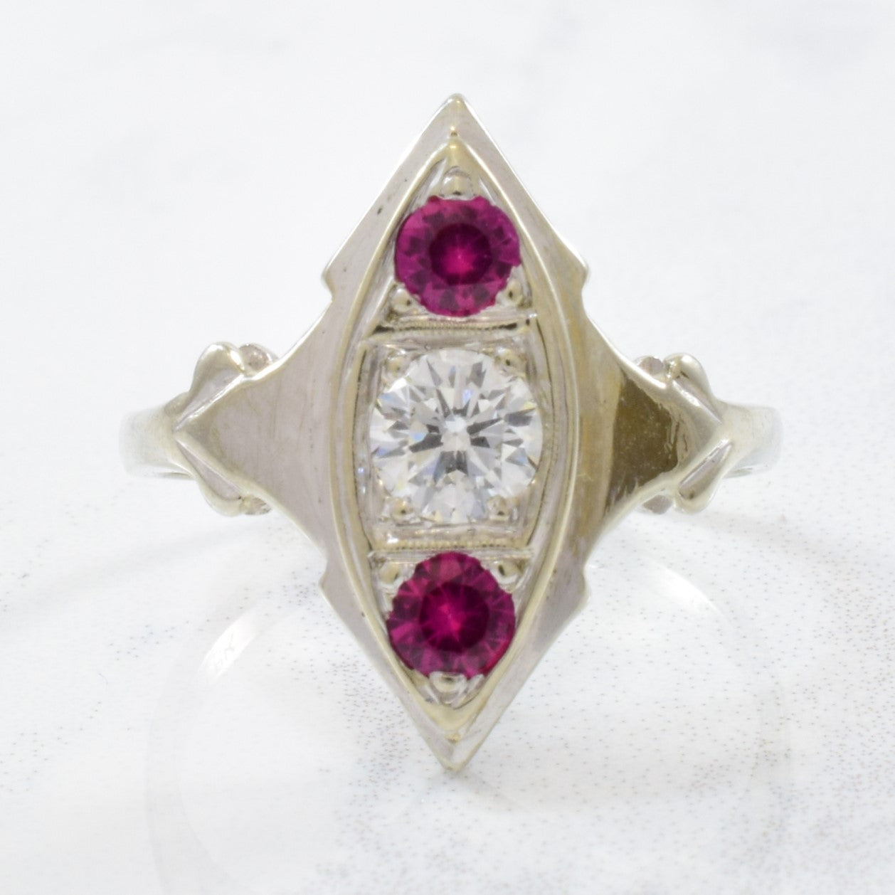 Art Deco Diamond & Ruby Ring | 0.30ct, 0.30ctw | SZ 5.50 |