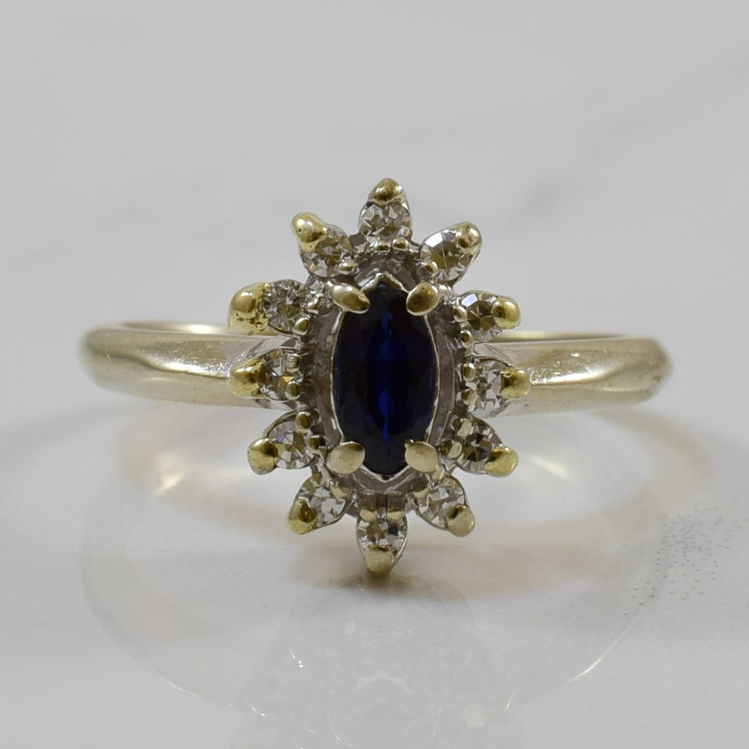 Marquise Sapphire & Diamond Halo Ring | 0.25ct, 0.12ctw | SZ 5 |