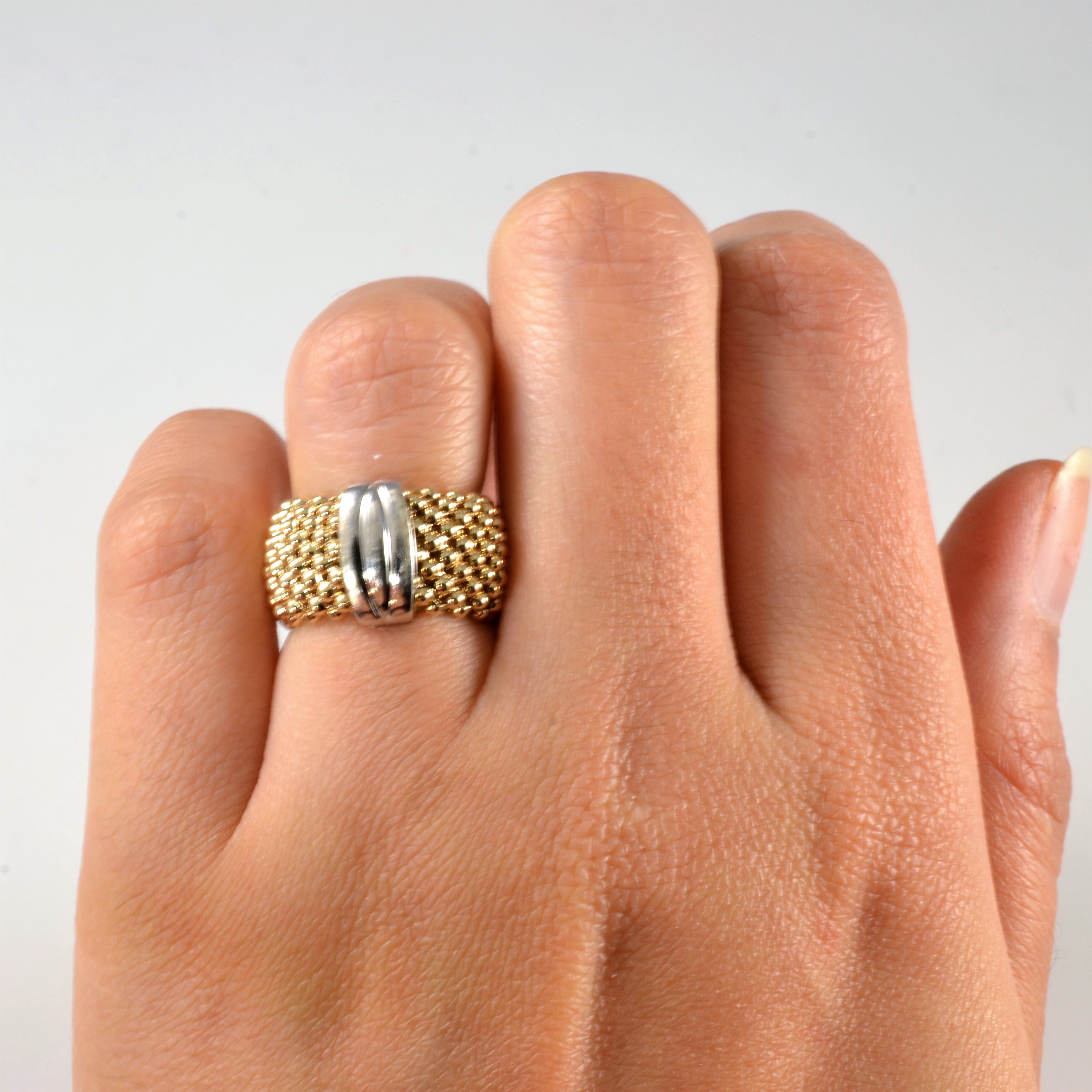 14k Two Tone Gold Beaded Ring | SZ 5.5 |