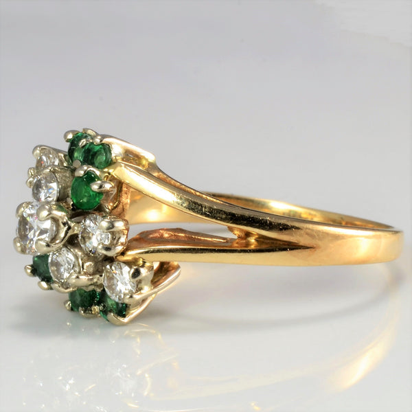 High Set Cluster Diamond & Emerald Ring | 0.58 ctw, SZ 10.5 |