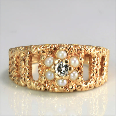 Georgian Inspired Pearl & Diamond Ring | 0.10ct | SZ 6.25 |