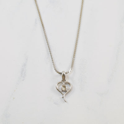 Platinum Solitaire Diamond Heart Necklace | 0.09ct | 16
