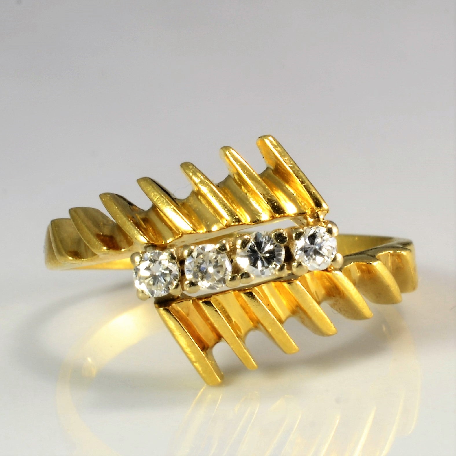 Bypass Textured Diamond Ring | 0.16 ctw, SZ 6.75 |