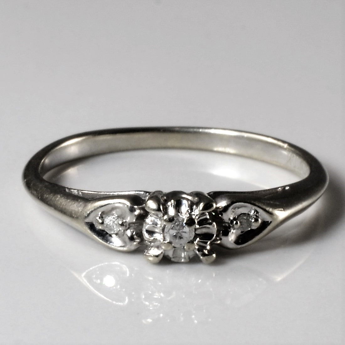 Heart Accented Three Stone Diamond Ring | 0.03ctw | SZ 5.25 |
