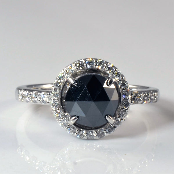 Black Diamond Halo Engagement Ring | 1.47ctw | SZ 6.25 |