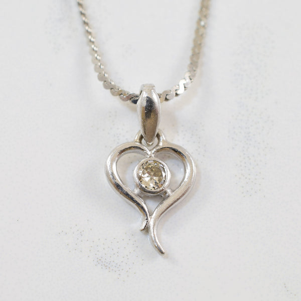 Platinum Solitaire Diamond Heart Necklace | 0.09ct | 16
