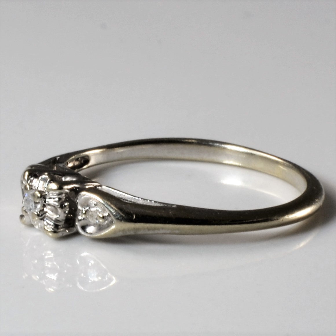 Heart Accented Three Stone Diamond Ring | 0.03ctw | SZ 5.25 |