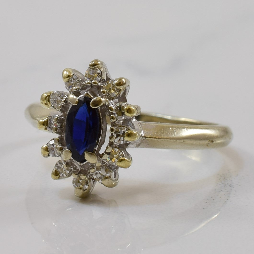 Marquise Sapphire & Diamond Halo Ring | 0.25ct, 0.12ctw | SZ 5 |