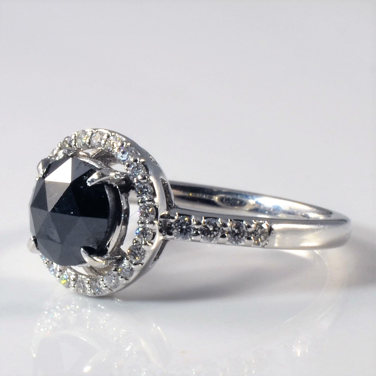 Black Diamond Halo Engagement Ring | 1.47ctw | SZ 6.25 |