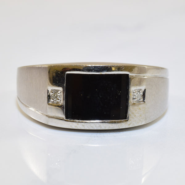 Black Onyx & Diamond Ring | 0.01ctw. 1.75ct | SZ 10.75 |