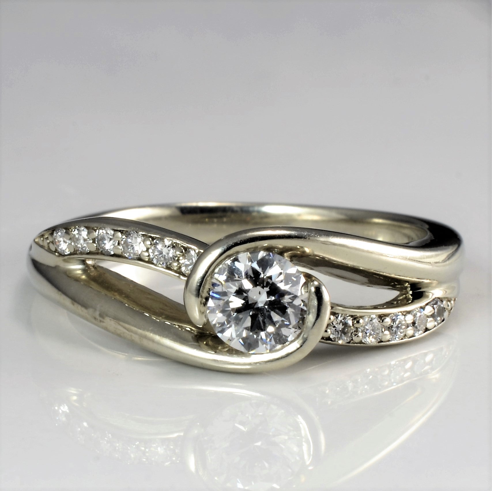 Semi Bezel Diamond Bypass Engagement Ring | 0.53 ctw, SZ 8.5 |