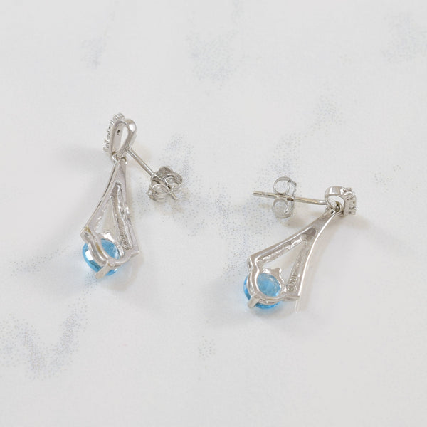 Blue Topaz & Diamond Drop Earrings | 0.01ctw, 1.00ctw |