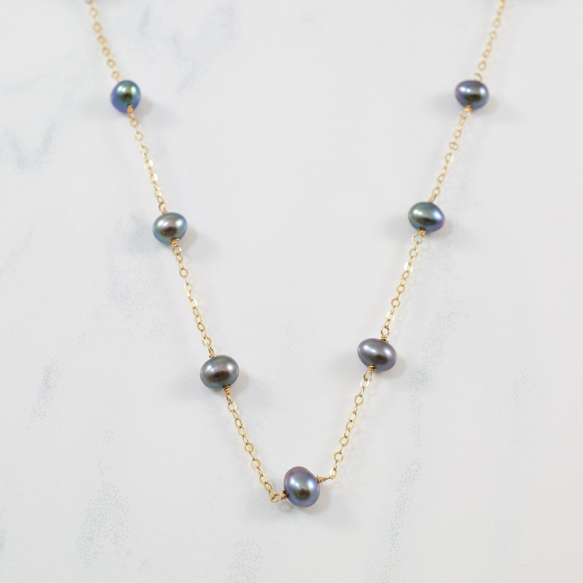 Floating Black Pearl Necklace | 10.24ctw | 16