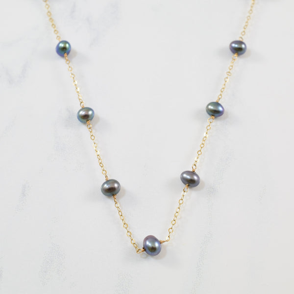 Floating Black Pearl Necklace | 10.24ctw | 16