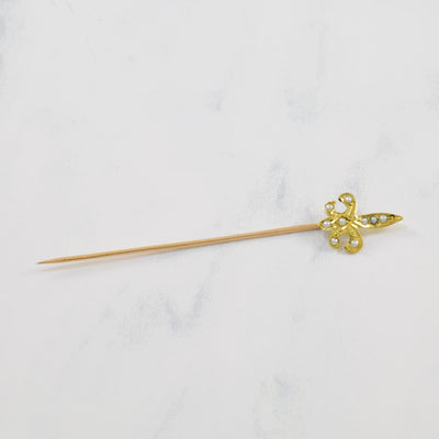 Fleur de Lis Seed Pearl Pin | 0.20ctw |