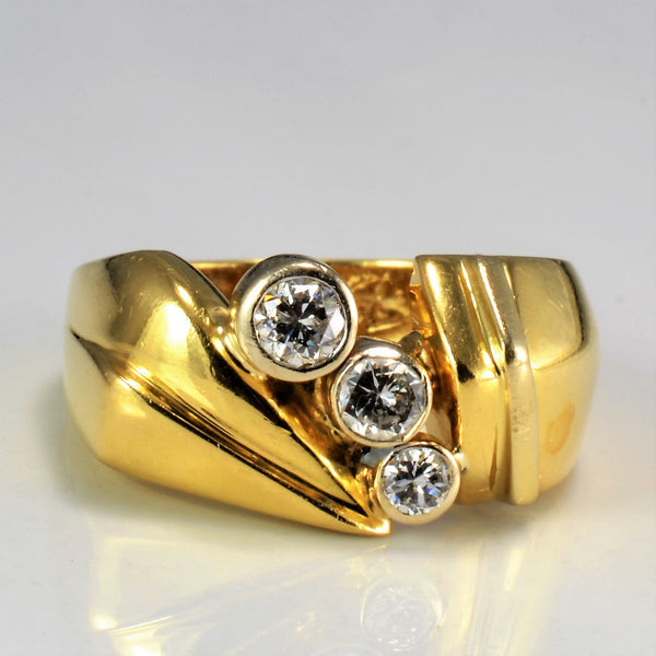 Bezel Set Three Stone Diamond Ring | 0.25 ctw, SZ 6.5 |