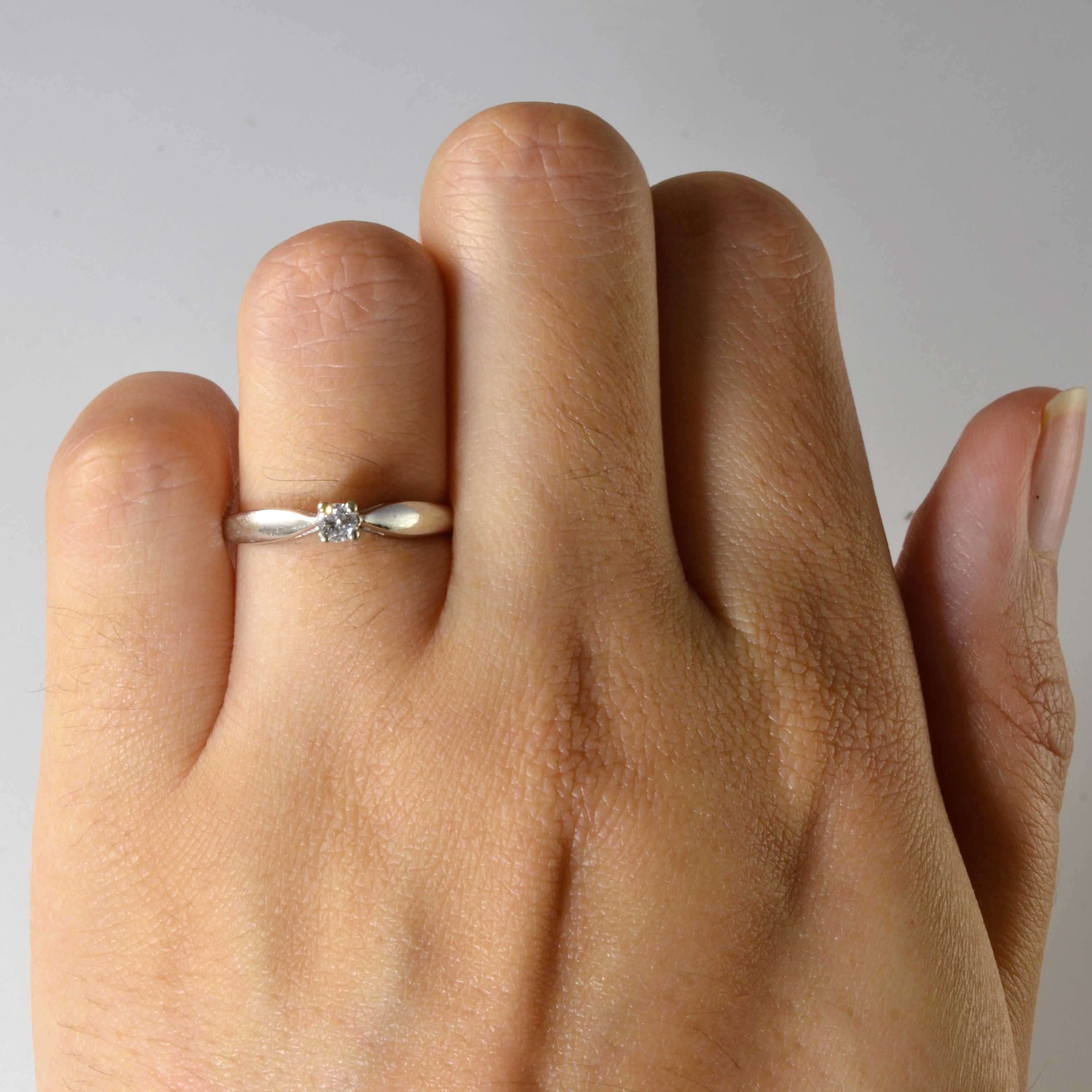 White Gold Diamond Solitaire Ring | 0.08ct | SZ 6.25 |