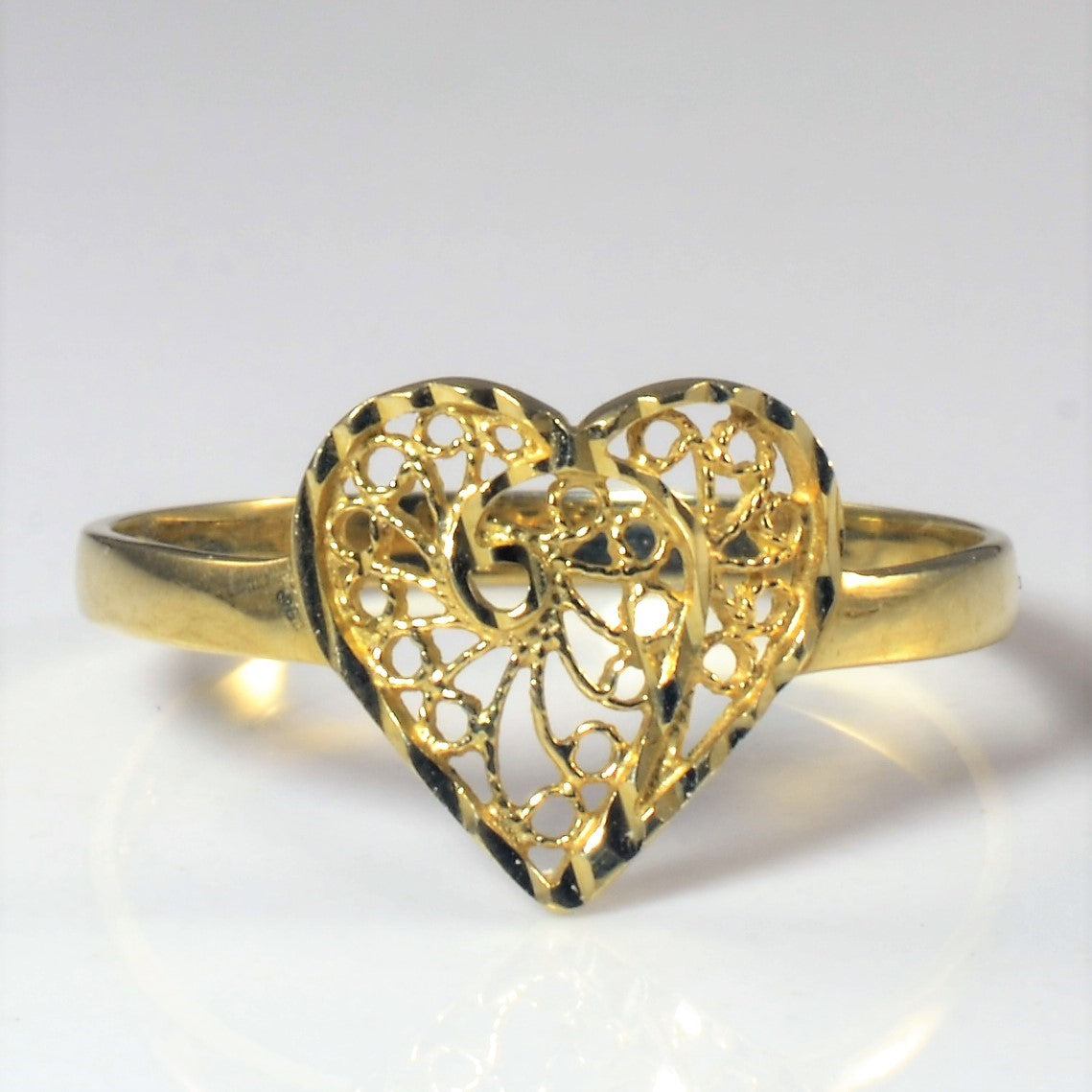 Filigree Heart Gold Ring | SZ 8 |