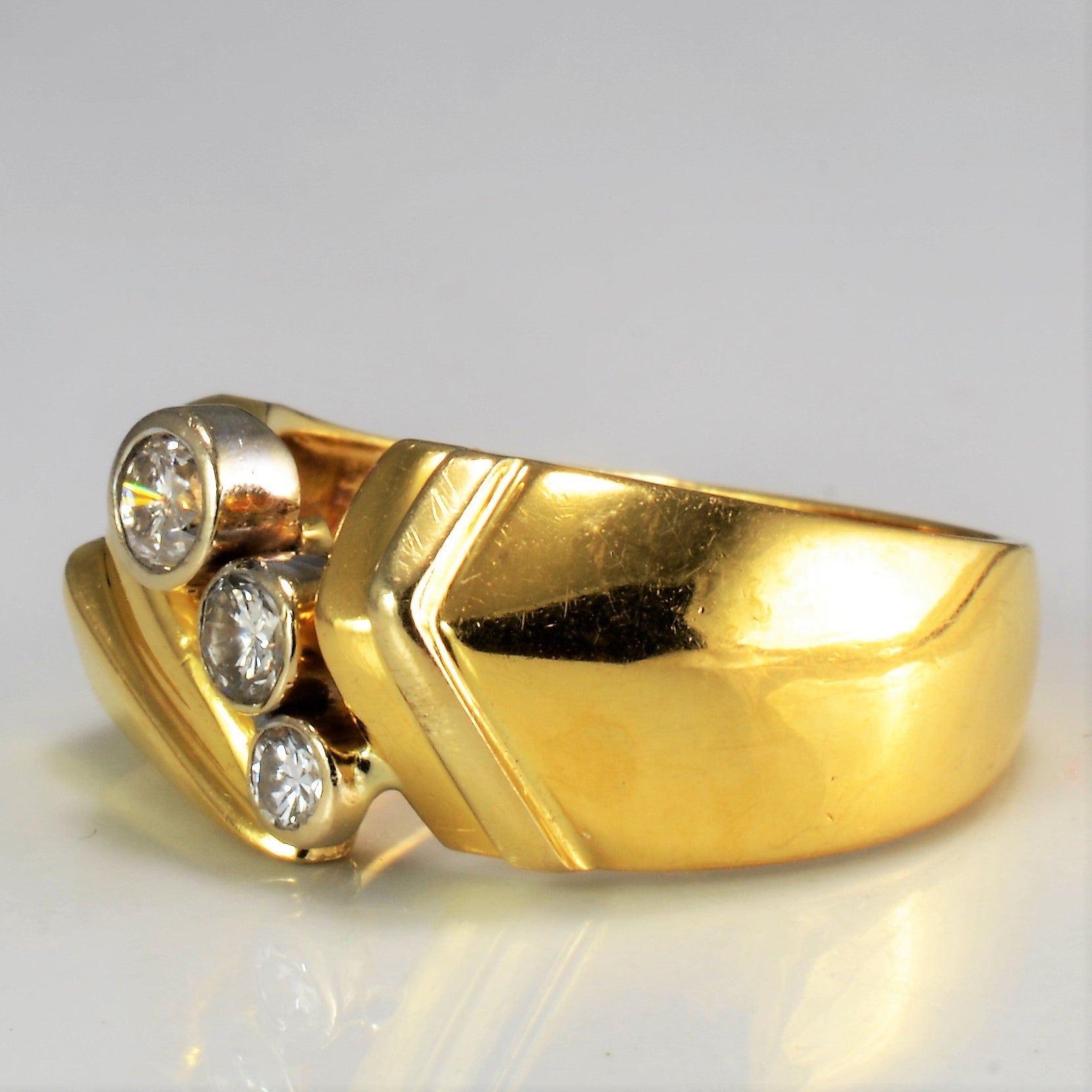 Bezel Set Three Stone Diamond Ring | 0.25 ctw, SZ 6.5 |