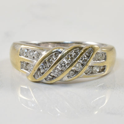 Channel Set Diamond Cross Over Ring | 0.35ctw | SZ 6.5 |