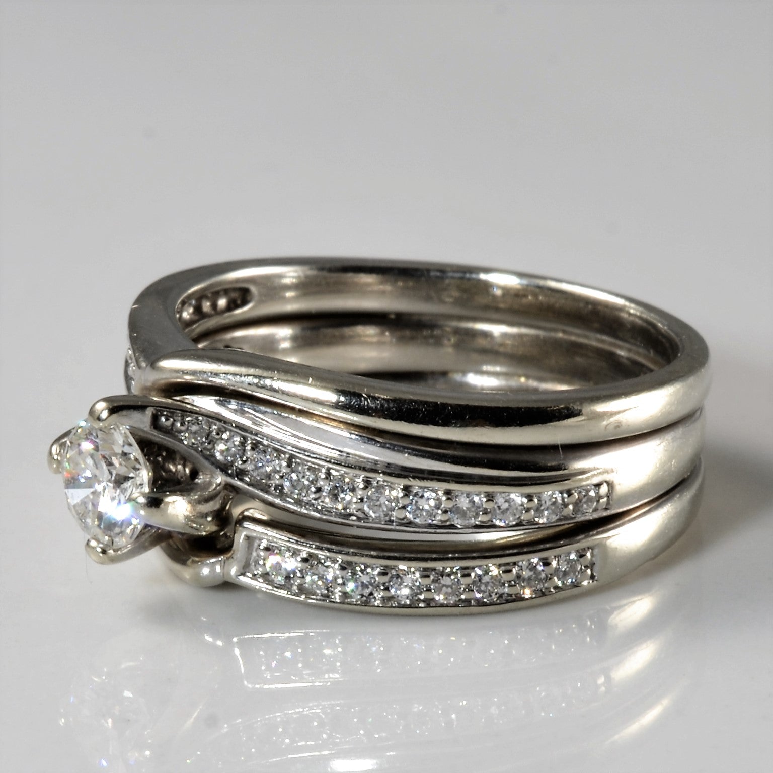 Soldered Bypass Diamond Wedding Set | 0.51ctw | SZ 7.25 |