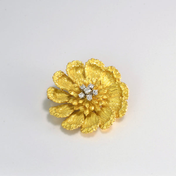 Intricate Diamond Flower Brooch | 0.26ctw |