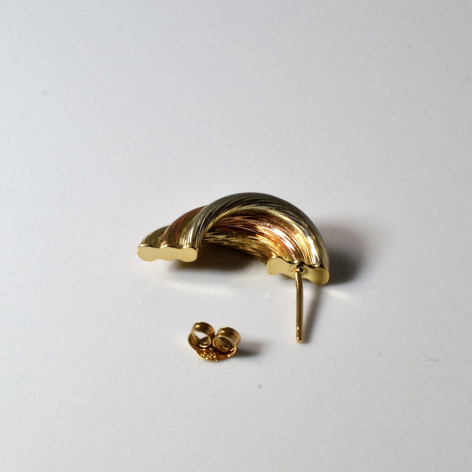 Tri Tone Gold Stud Earrings