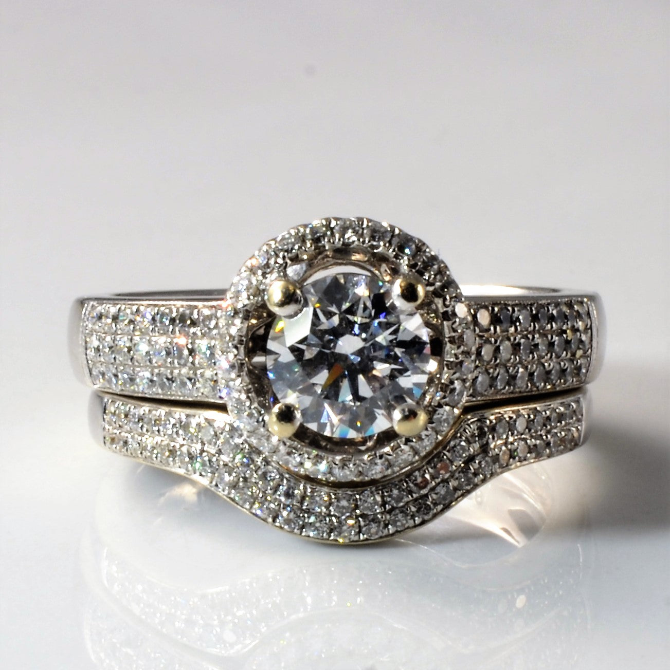 Pave Diamond Wedding Set | 1.20ctw | SZ 7 |