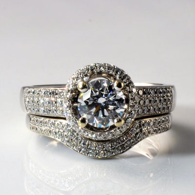 Pave Diamond Wedding Set | 1.20ctw | SZ 7 |