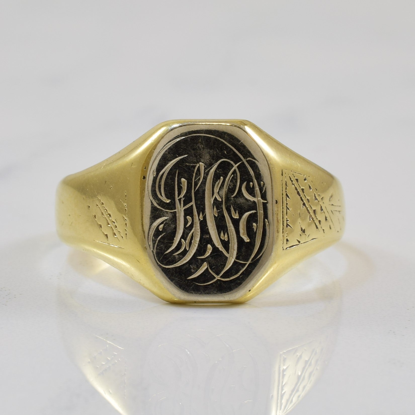 Bague chevalière gravée avec initiale « HC » | Taille 12 | 
