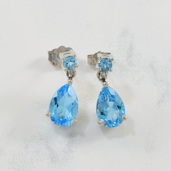 Blue Topaz Drop Earrings | 0.02ctw, 2.50ctw |