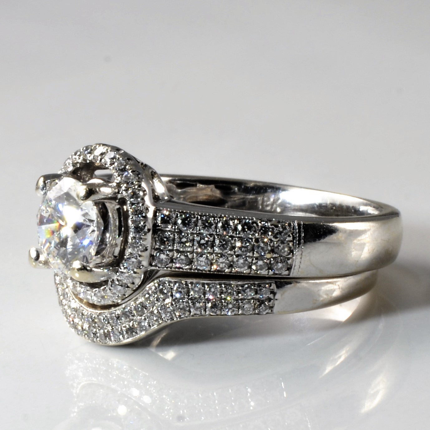 Pave Diamond Wedding Set | 1.20ctw | SZ 7 |