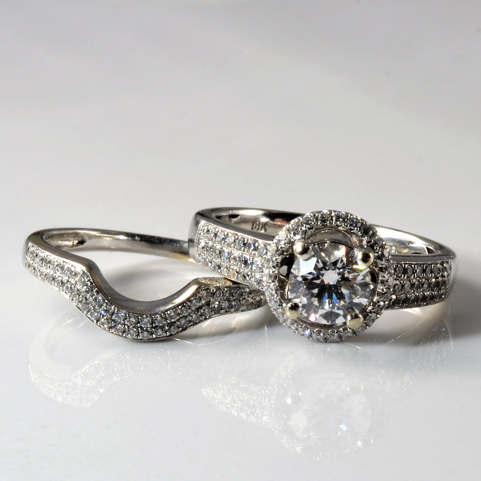Pave Diamond Wedding Set | 1.20ctw | SZ 7 |